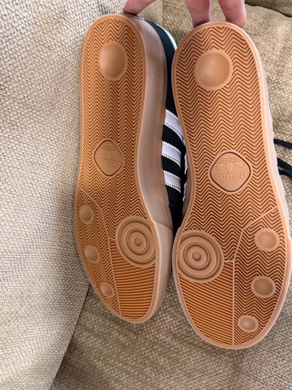 NWT adidas Men’s Black & White Sneakers with Gum Sole - Picture 6 of 7